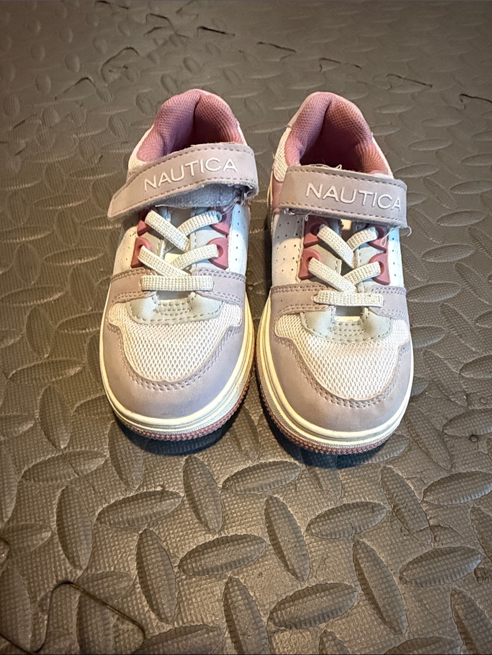 Nautica Girls Light Pink and White Velcro Sneakers